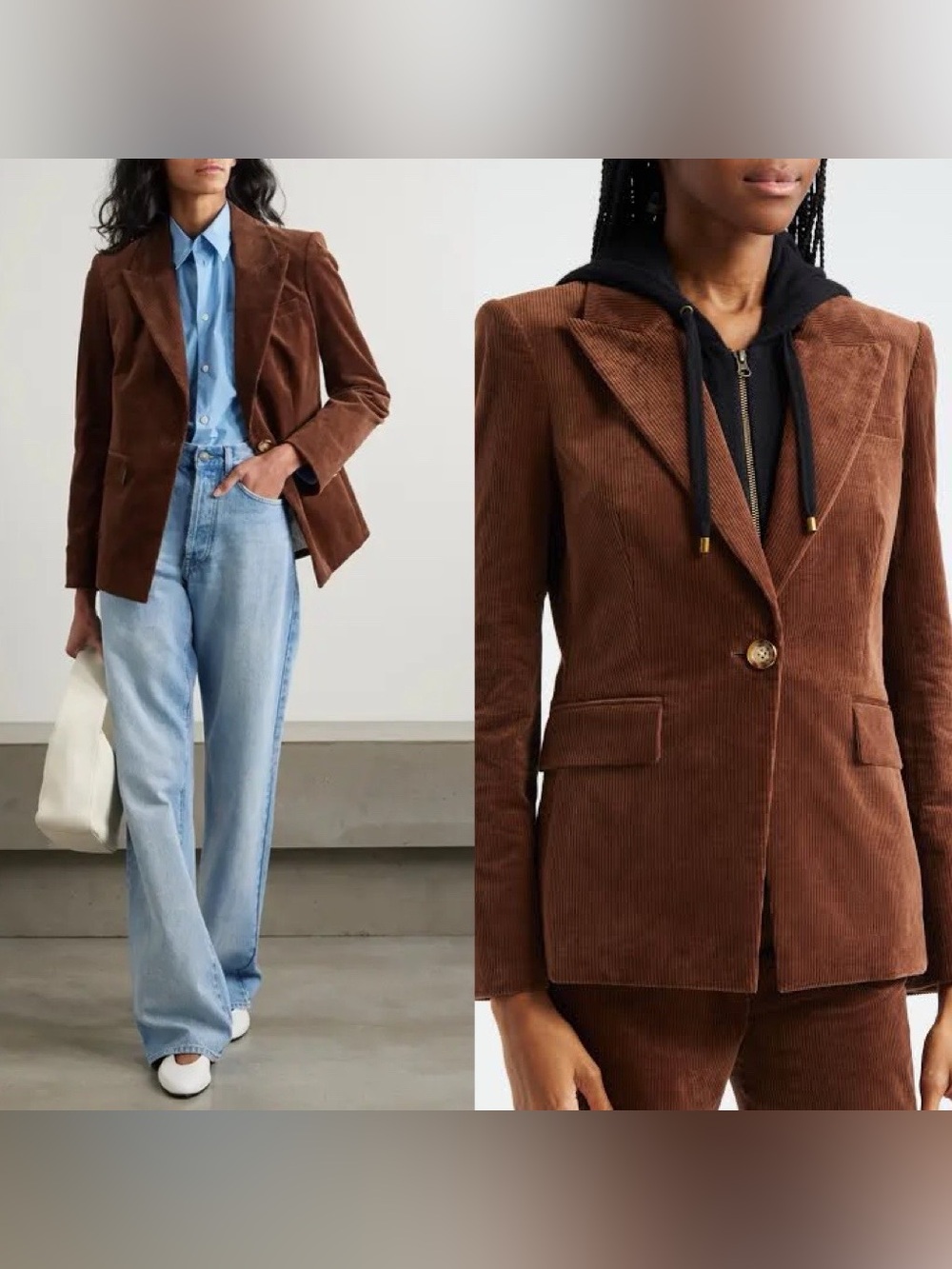 VERONICA BEARD Reagan Corduroy Dickey Jacket Dark Cocoa Brown Sz 2 Dark Academia